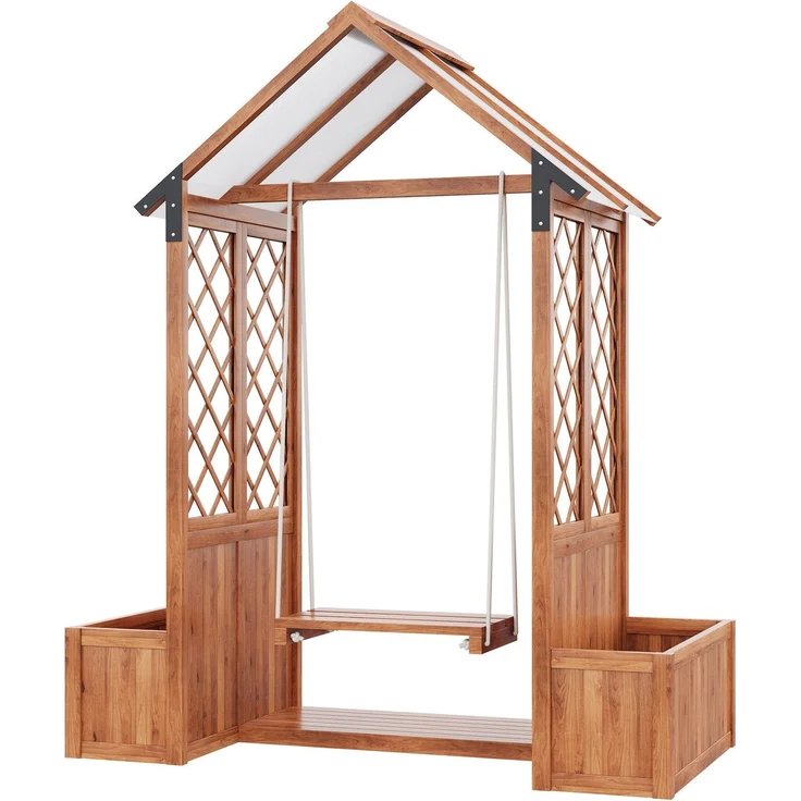 Spalier mit Blumenkasten und Schaukel, Holz-Pflanzengitter, Pflanzkasten, Rankgitter, Rankhilfe – Bild 7