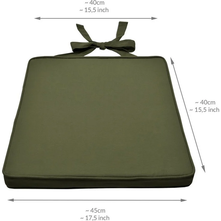 Beautissu Stuhlkissen 6er Set Loft SK Stuhlkissen Olivegrün, 45x40x5cm, Stuhlpolster mit Bändern Sitzkissen für Stühle, rutschfest – Bild 4