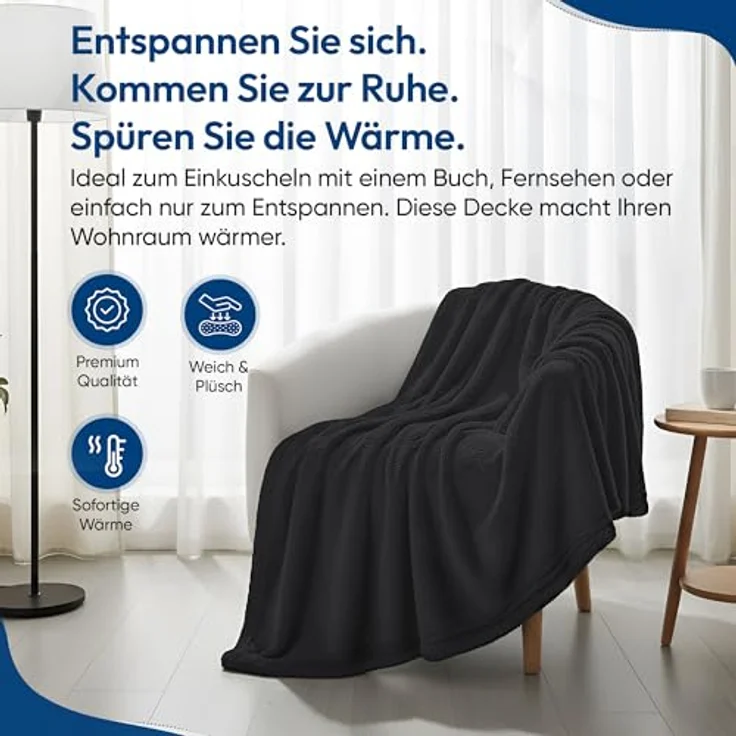Wohndecke FELUNA Coral Fleece Kuscheldecke XXL – Superweicher Cashmere-Touch, Feluna, Tagesdecke Kaschmir-Touch 220 x 200 cm – Bild 7