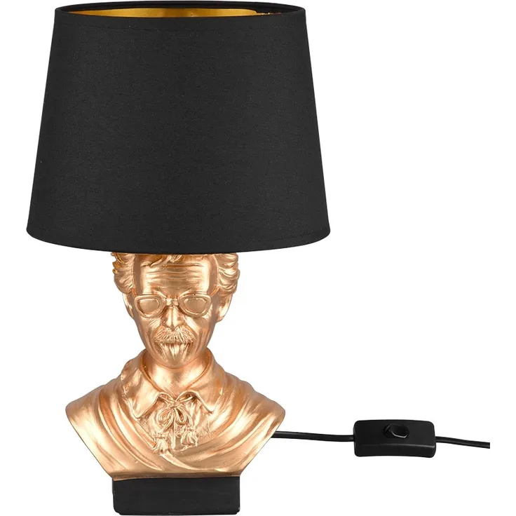 Tischleuchte, Keramik, gold, Stoff, schwarz, H 36 cm