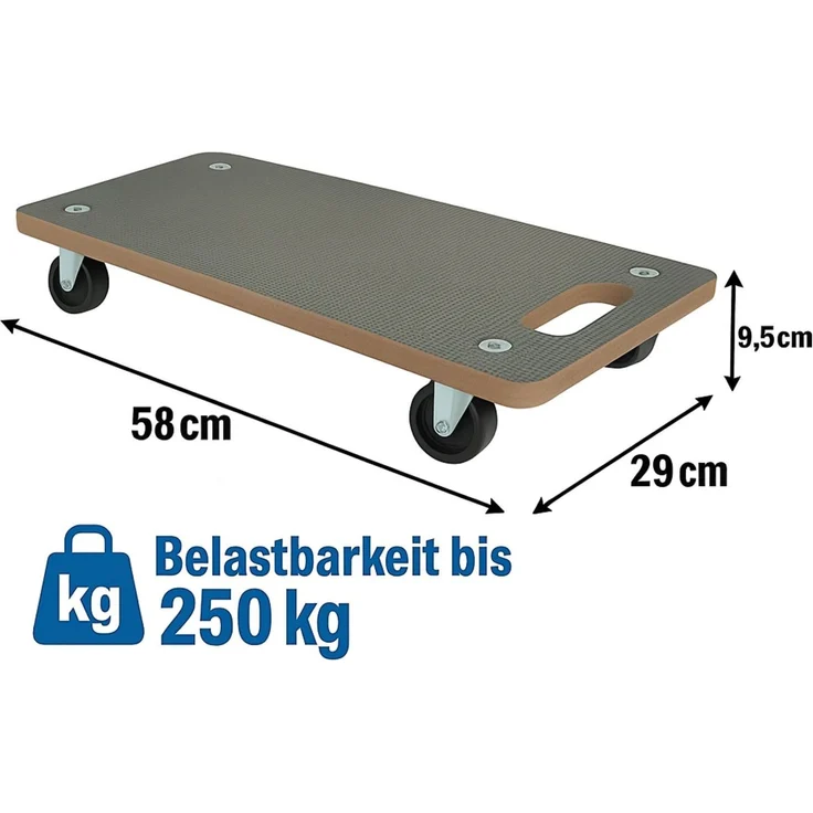 Transportroller 29x58 cm Möbelroller | Tragkraft 250 kg Rollbrett | Robuste Transporthilfe mit leichtlaufenden Schwerlastrollen für Möbel, Werkstatt, Umzug & Lager – Bild 3