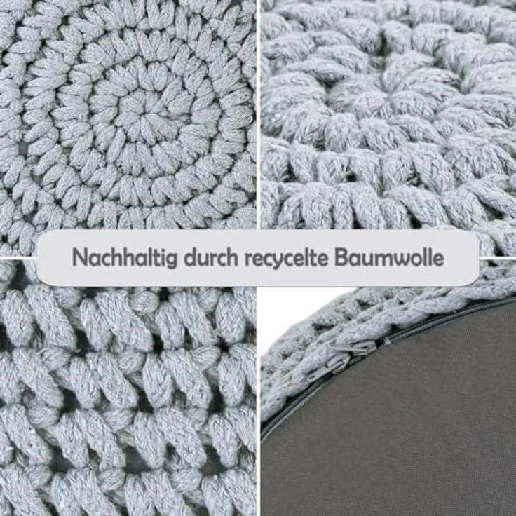 Amagohome Sitzhocker Bodenkissen Pouf Ø55 H37 Mohar Sitzhocker Sitzpouf waschbar nachfüllba, Bezug abnehmbar u. bei 30° Feinwäsche waschbar! – Bild 6