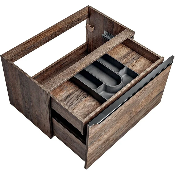 Waschtischunterschrank 80cm mit Keramik-Waschbecken PUEBLA-56 Vintage Oak, B/H/T ca. 80,4/59,5/46 cm – Bild 4
