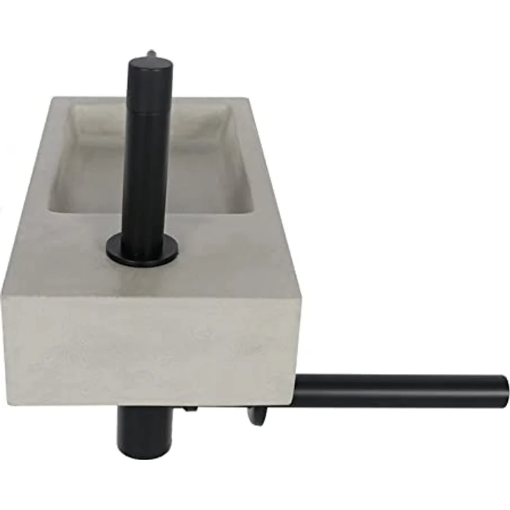 Differnz Jukon Handwaschbecken, kompaktes Betonwaschbecken hellgrau mit geradem schwarzen Kaltwasserhahn, Komplettset, 38,5 x 18,5 x 9 cm – Bild 5
