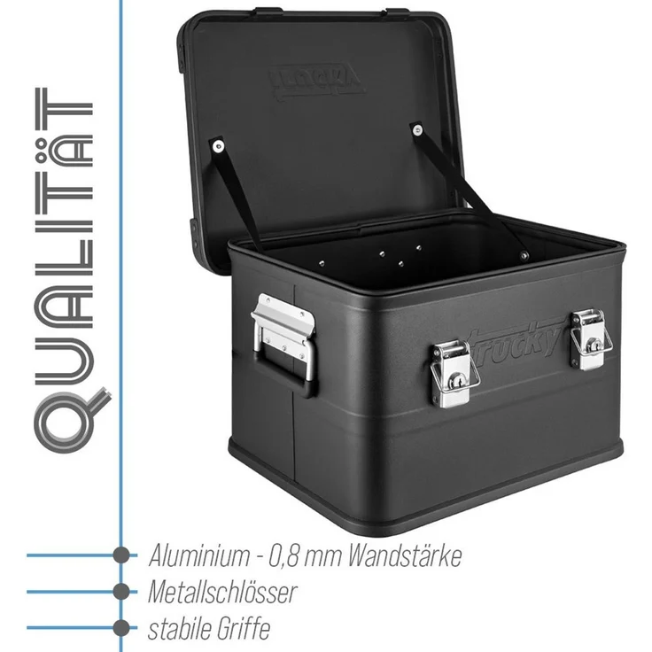 Trucky Allzweckkiste Auswahl 30-140 L Aluminium Box mit Deckel Kiste Transportbox Schwarz – Bild 3