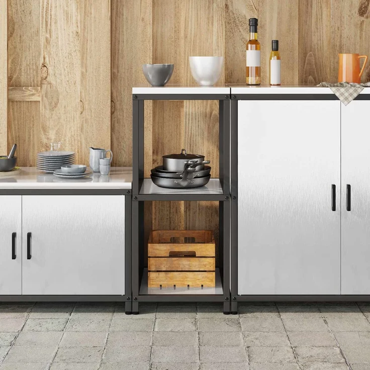 vidaXL Küchenaufbewahrung mit Regal Silber 60 x 50 x 92 cm Stahl 874972 – Bild 3
