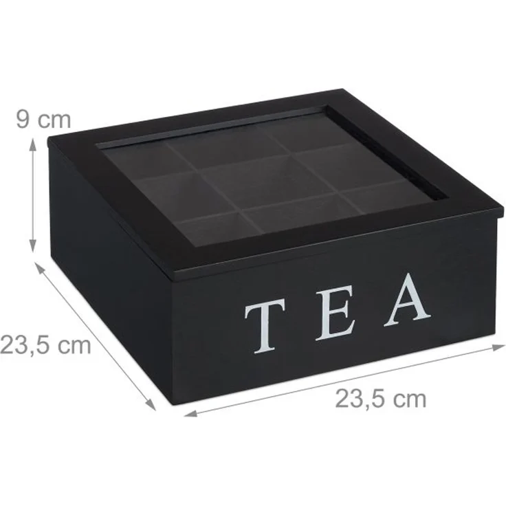 Relaxdays Schwarze Teebox mit 9 Fächern – Bild 4