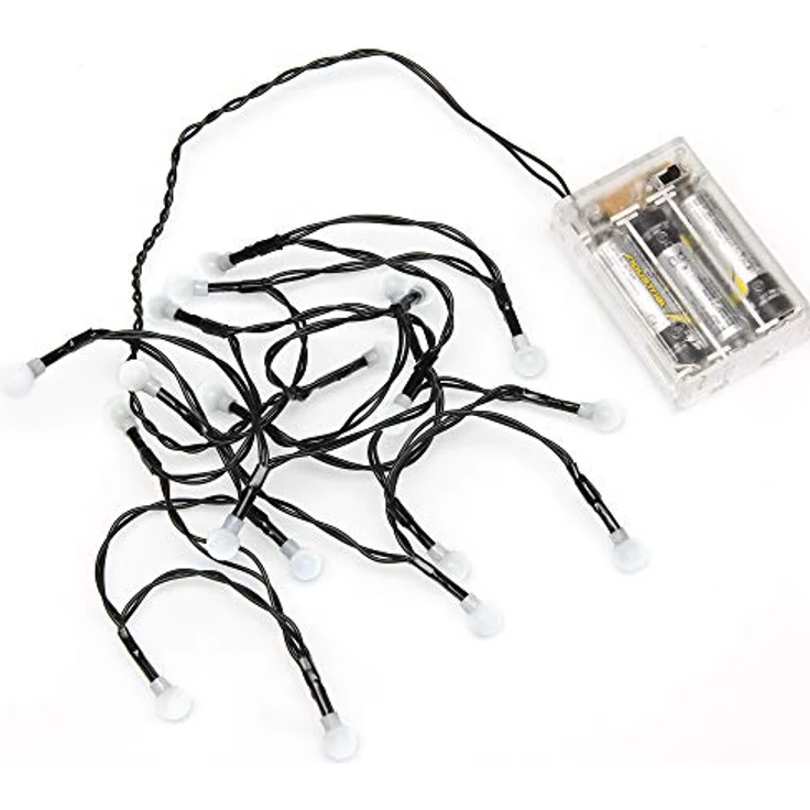 Konstsmide LED Globelichterkette, runde Dioden, 6h Timer, 50 kalt weiße Dioden, batteriebetrieben, Innen, schwarzes Kabel - 1492-207, Kaltweiß – Bild 3