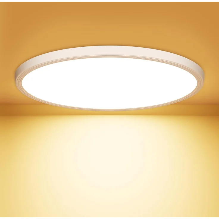 OUILA LED Deckenleuchte Flach Rund - Ø22CM Deckenlampe LED 18W 1600LM 3000K Warmweiß IP44 Wasserdicht Badezimmer Lampe, Badlampe Decke für Bad Küche Flur Schlafzimmer Keller – Bild 1
