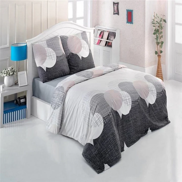 Buymax Bettwäsche Jadore, Renforce, 3 teilig, Bettbezug-Set 200x220 cm 100% Baumwolle Reißverschluss Grau Anthrazit – Bild 4