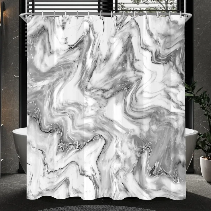 Duschvorhang 240x180cm Marmor Antischimmel Textil Wasserabweisend Badevorhang