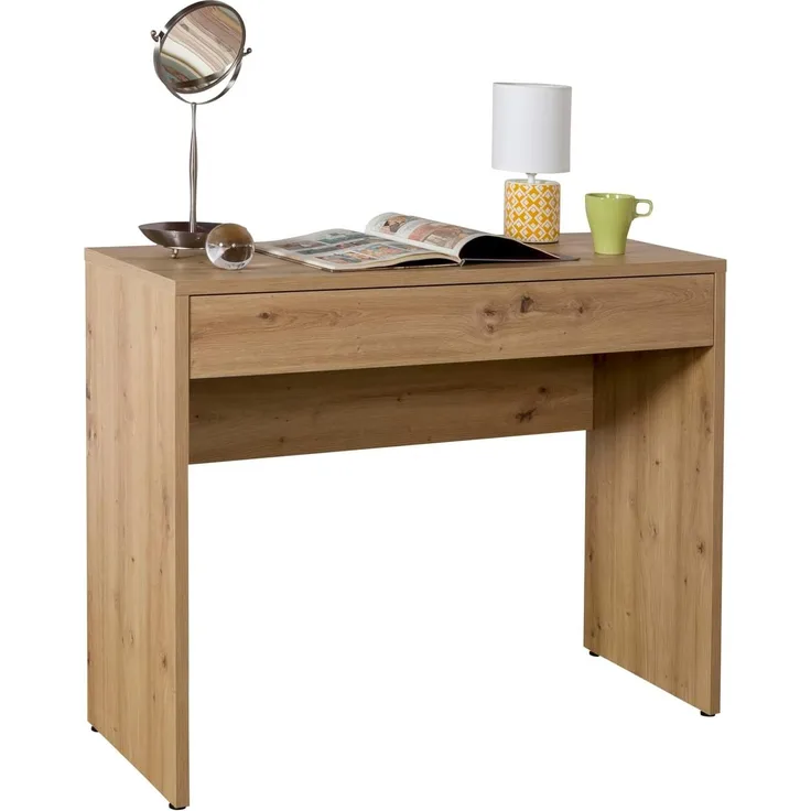 Composad | Schreibtisch der Linie Espresso mit 1 Schublade, eleganter und moderner Bürotisch, für PC, Konsoleneingang, (B x H x T) 100 x 81,4 x 40,5 cm, Farbe Eiche Honig, Made in Italy