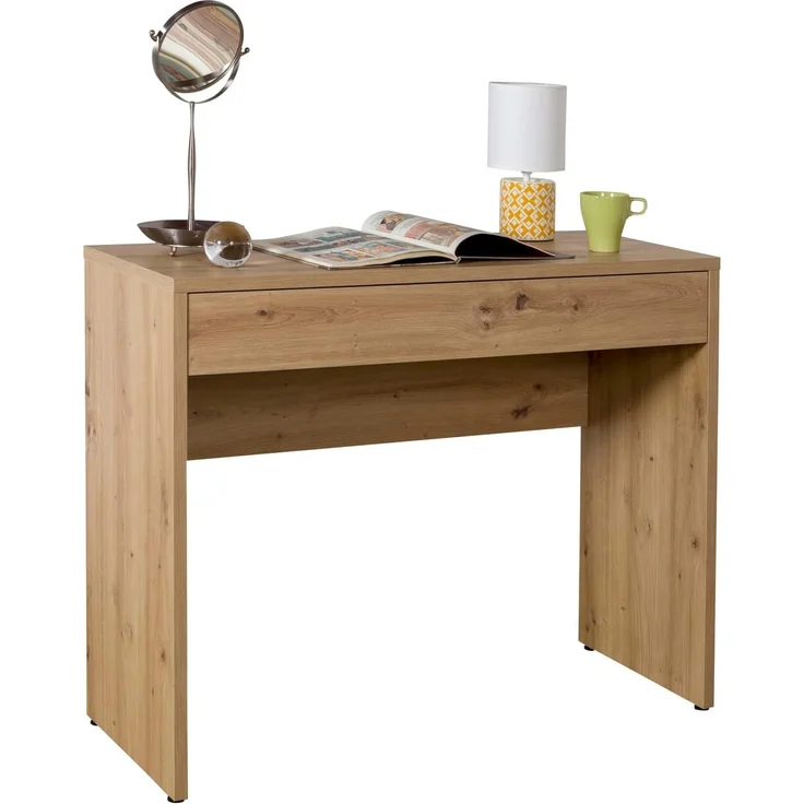 Composad | Schreibtisch der Linie Espresso mit 1 Schublade, eleganter und moderner Bürotisch, für PC, Konsoleneingang, (B x H x T) 100 x 81,4 x 40,5 cm, Farbe Eiche Honig, Made in Italy – Bild 1