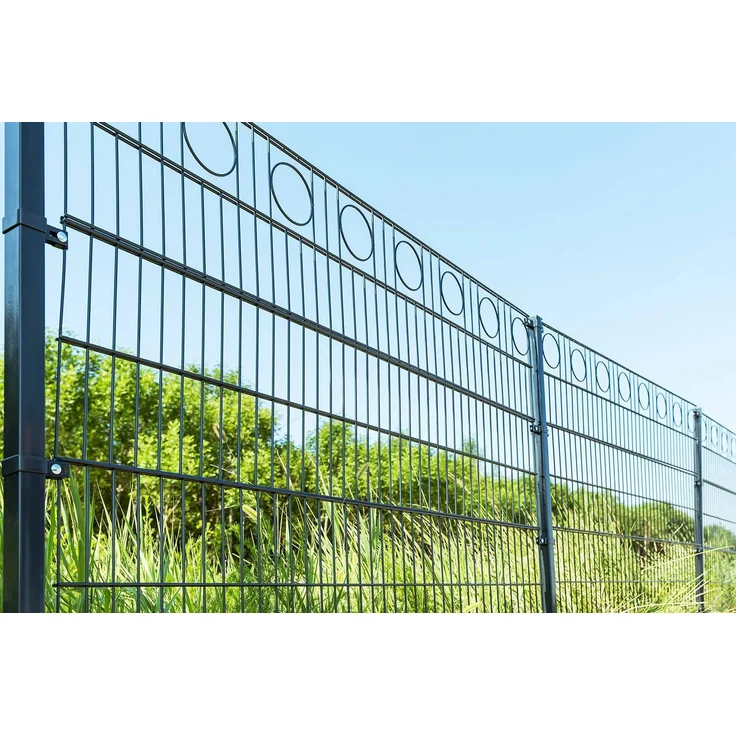 HOME DELUXE Doppelstabmattenzaun Schmuckzaun Kreis inkl. Eckpfosten Anthrazit/Grün MORATA - 80 cm x 10m ohne Eckpfosten – Bild 2