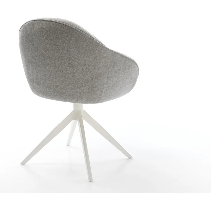 Drehstuhl Gaio-Flex Strukturstoff Soft Grau Kreuzgestell breit Weiß 360° drehbar Wippfunktion – Bild 5