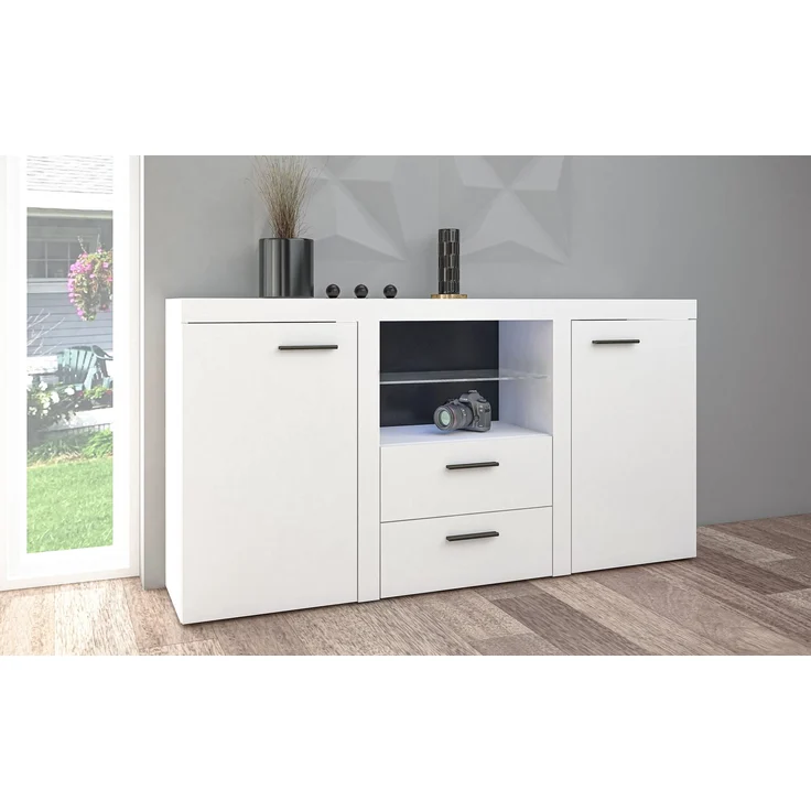 AX LIVING Schubladenschrank Kommode Spacoro 2F2S Modern in Weiß Matt – Bild 1