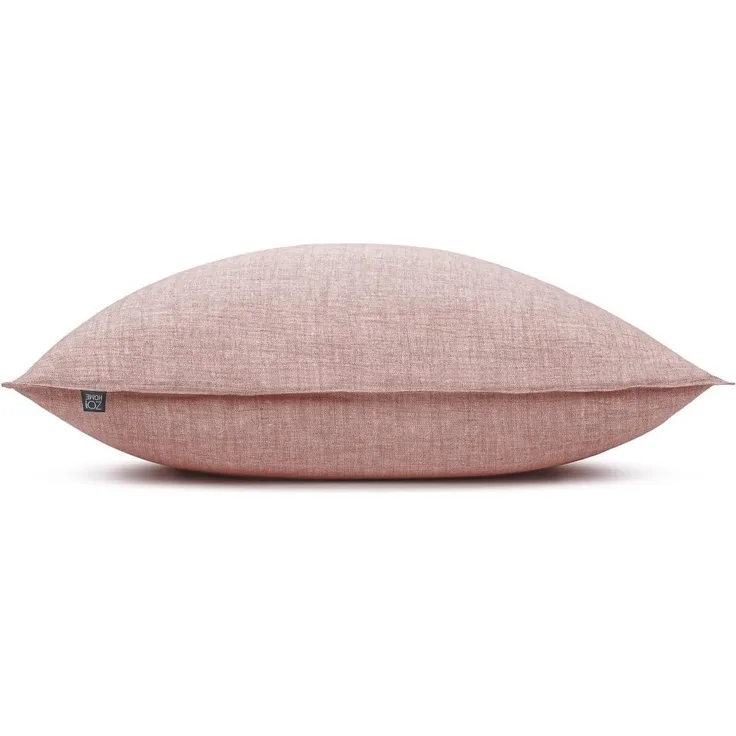 2 Stück Zo! Home Cotton Kissenbezüge 40x80 Lino Old Rose korallenrot meliert uni