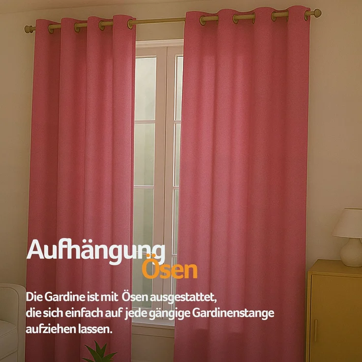 Gardine mit Ösen *** x *** cm ( Breite x Länge ) in ***, blickdichter Vorhang, Ösenvorhang in vielen Variationen 140x175 cm Pink – Bild 6