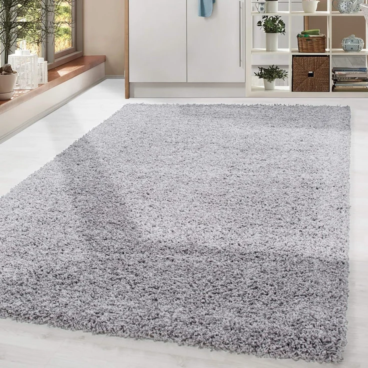 HomebyHome Shaggy Hochflor Wohnzimmerteppich Läufer 100x200 cm Hellgrau - Flur Teppich Flauschig, Modern, Plüsch und Extra Weich - Ideal als Bettvorleger im Schlafzimmer und als Küchenläufer