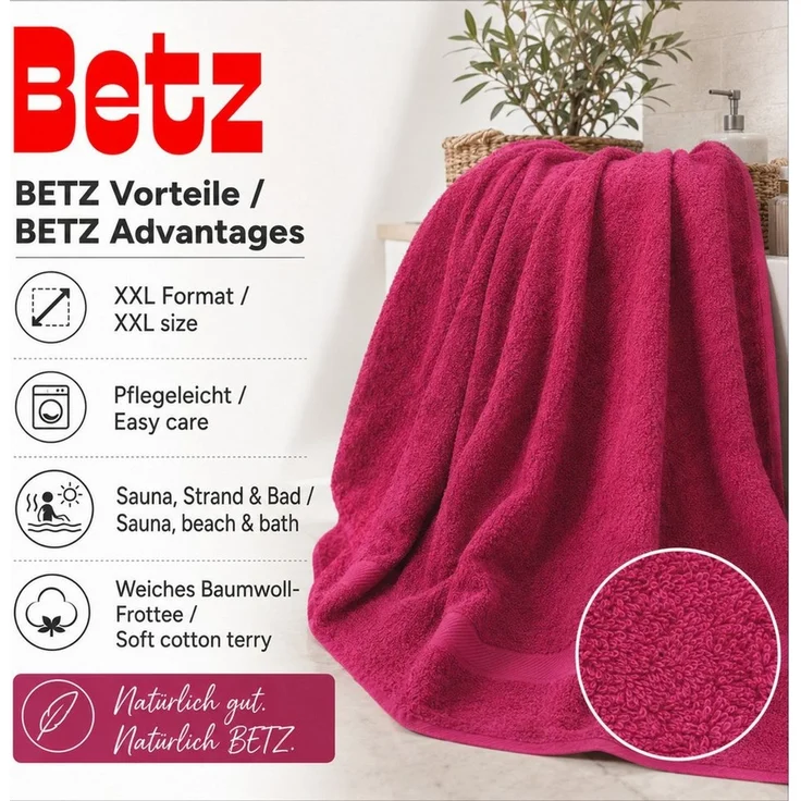 Betz Badetuch XXL 100x200 cm Palermo Saunatuch & Strandtuch Pflegeleicht & saugstark, 100% Baumwolle (1 Stück, 1-St) – Bild 4