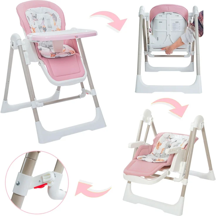 Baby Vivo 3in1 Kinderhochstuhl / Babywippe höhenverstellbar für Kinder - Lulu in Rosa – Bild 3