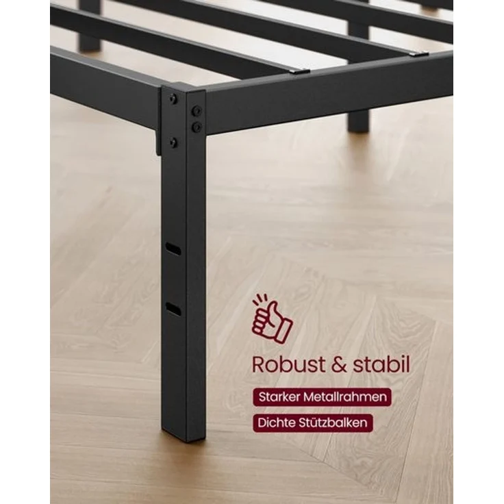 VASAGLE Doppelbettgestell, 160 x 200 cm, Bettrahmen, Unterbettaufbewahrung, schwarz – Bild 4