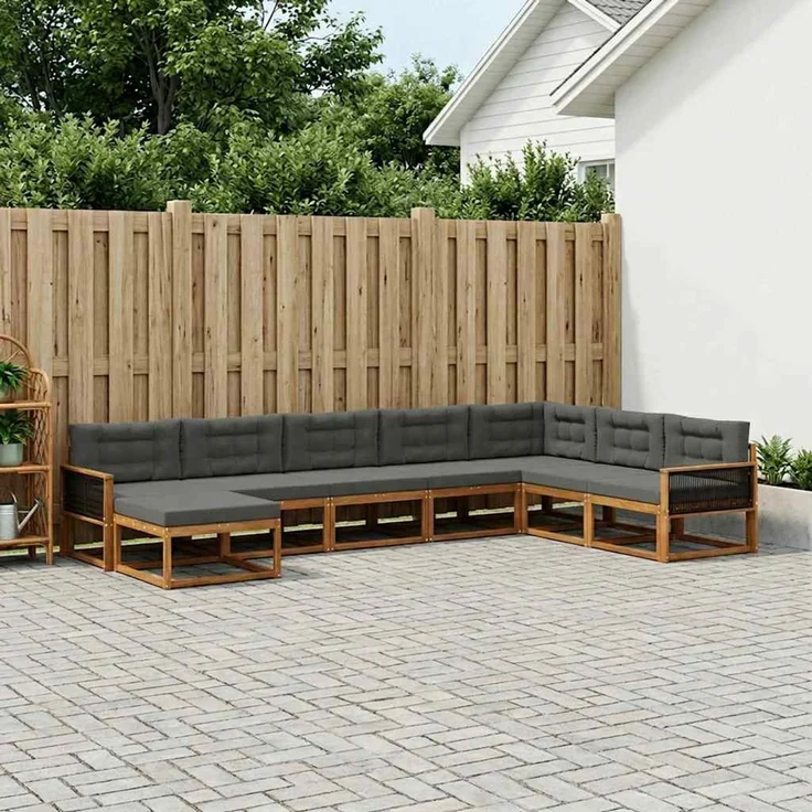 vidaXL Outdoor-Sofagarnitur 8 stk. 8-Sitzer Natur und Anthrazit 3382805 – Bild 1