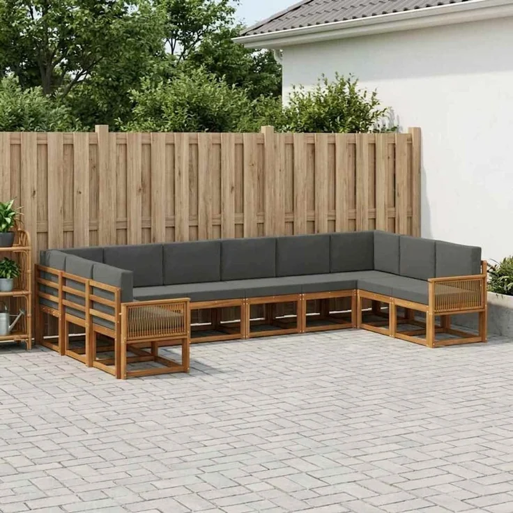 vidaXL Outdoor-Sofagarnitur 10 stk. 10-Sitzer Natur und Anthrazit 3385578 – Bild 1