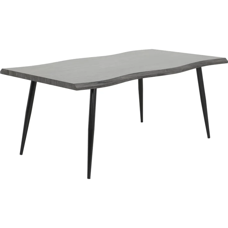 Hela Tische, Esstisch Gabi, Tischplatte 46mm mit Baumkantenoptik Grau, Metallgestell Schwarz, 180x100 cm – Bild 1