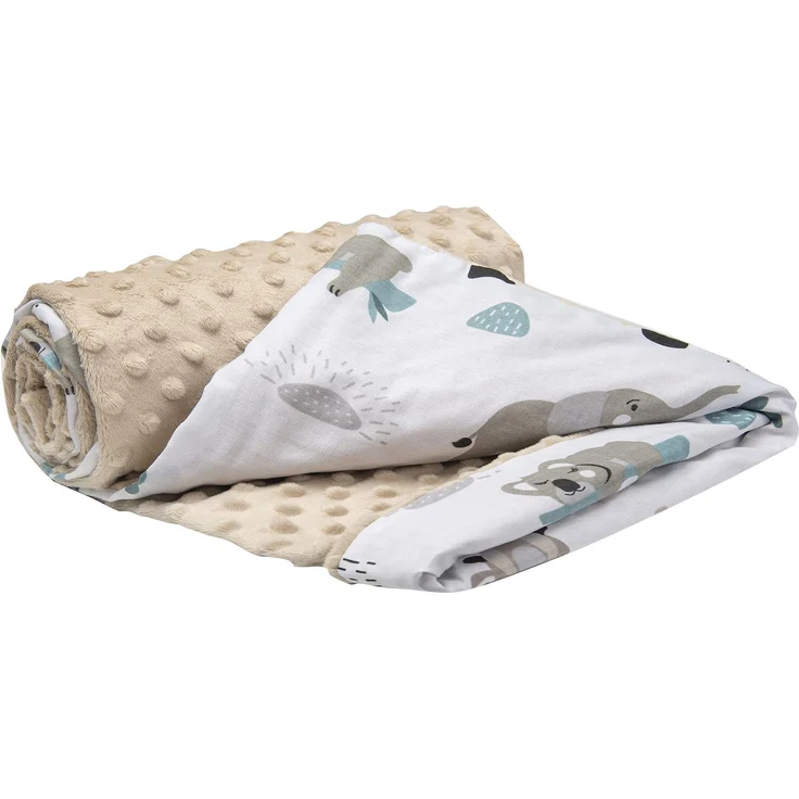 Medi Partners Babydecke Baby Decke Neugeborenen - Kuscheldecke Geschenk Babydecken 75x100cm für Kleinkinder Mädchen Krabbeldecke Kinderbett Kinderwagen 100% Baumwolle (Mint Zoo mit beigem Minky) – Bild 1