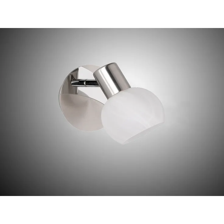Wandstrahler ANTIBES Silber Chrom & Glas Alabaster, Breite 11cm