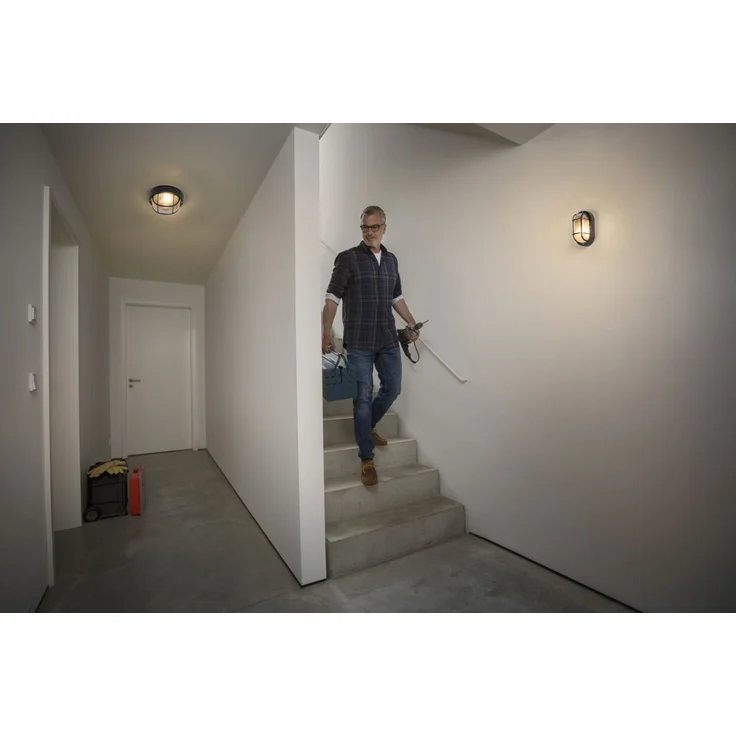 Osram LED Wandleuchte Bulkhead Essential Oval E27 schwarz – Bild 3