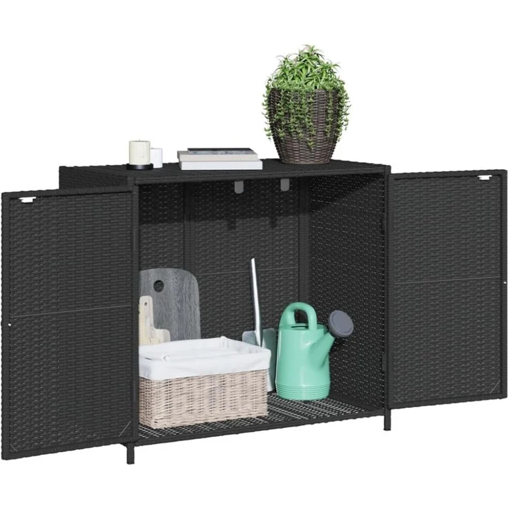 vidaXL Gartenschrank Schwarz 83x45x76 cm Poly Rattan 365543 – Bild 3