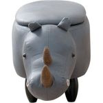 SVITA Kinderhocker Tierhocker, mit Stauraum, Sitzhocker, Sitztruhe, Nashorn