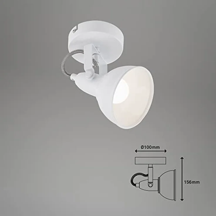 BRILONER - Wandleuchte Innen schwenkbar, Vintage, E14 Fassung, max. 40 Watt, Wandlampe innen, Wandstrahler innen, Wandlicht, Wandbeleuchtung, Schlafzimmer, Flurlampe, Wall Light, 15,6x10 cm, Weiß – Bild 8