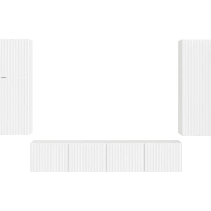 vidaXL TV-Schrankset Wandmontiert 4 pcs Hochglanz Weiß Holzwerkstoff 3409037 – Bild 9
