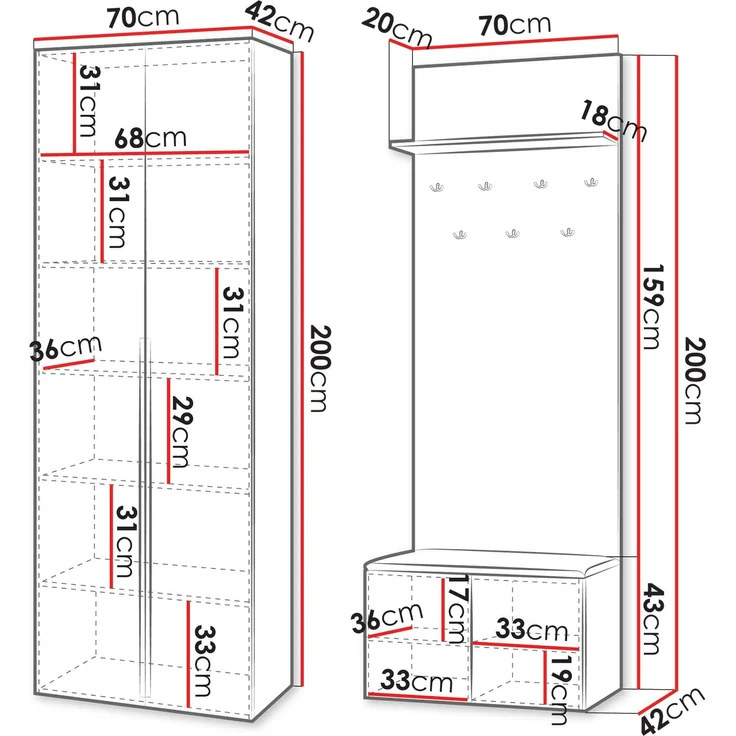 Garderoben-Set Kerkin I (Farbe: Sandfarben + Paros 02) – Bild 5