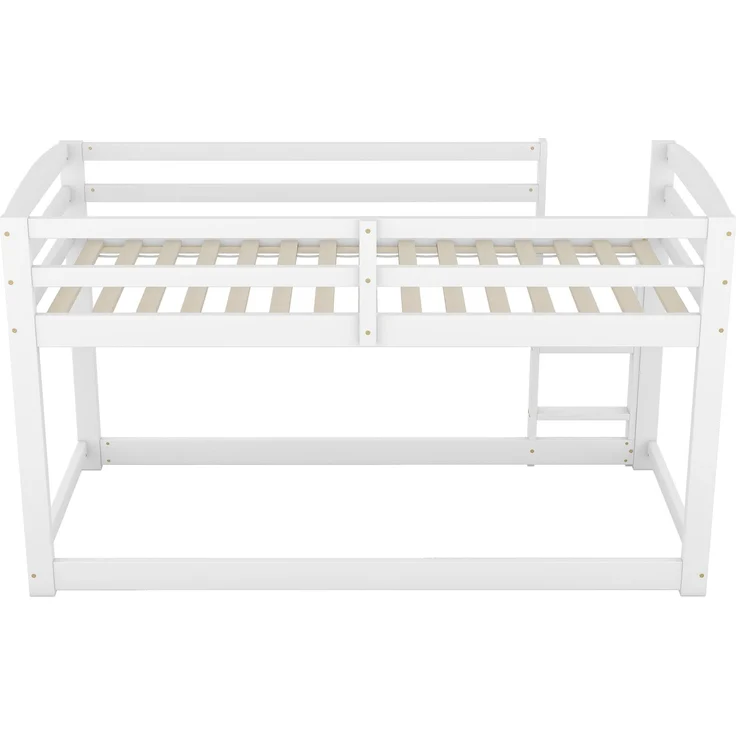 Kinder Etagenbett 90x200 cm,Platzsparendes Holz-Etagenbett mit Leiter und Sicherheitsgeländer,Jugendbett,Weiß – Bild 10