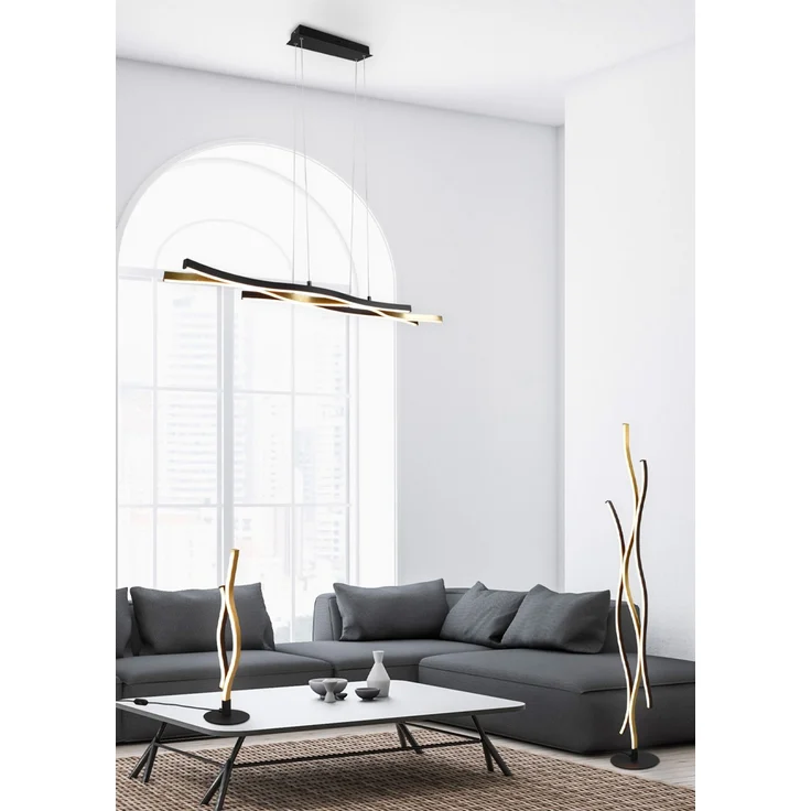 LED Stehleuchte BLAZE dimmbar Lichtfarbe einstellbar Schwarz Gold, Höhe 138cm – Bild 8
