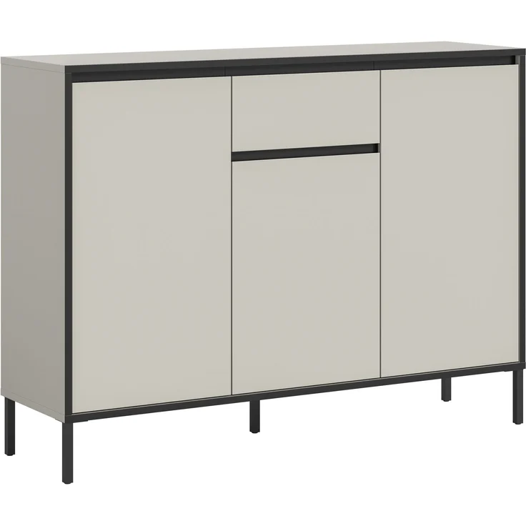 Kommode B/H/T: 136x101x38 cm in Kaschmir Nachbildung und schwarz