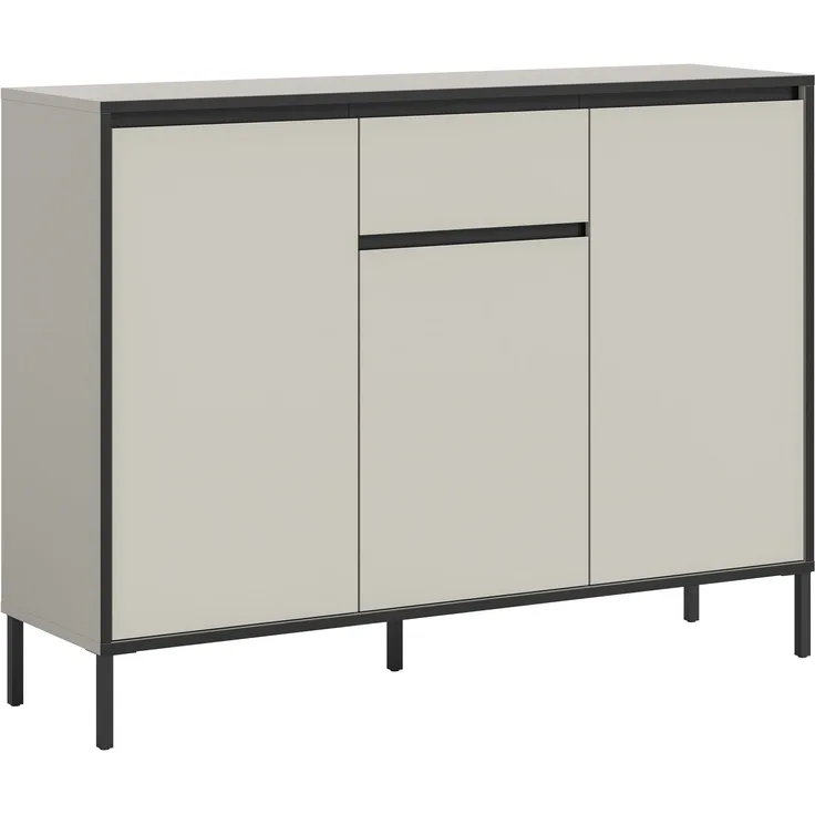 Kommode B/H/T: 136x101x38 cm in Kaschmir Nachbildung und schwarz