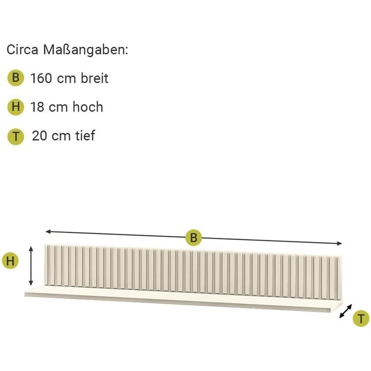 Wandboard, 120 cm breit, in kaschmir, Rillenoptik, SALOU-131, B/H/T ca. 120/18/20 cm – Bild 2