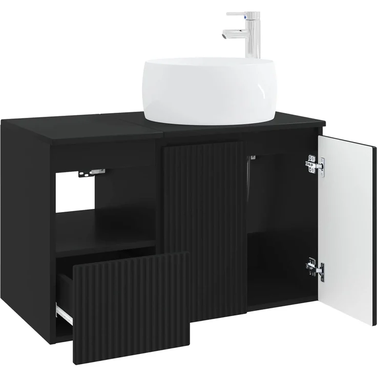 vidaXL Badezimmerschrank-Set 2 stk. Schwarz 79,5 x 44,5 x 80 cm 3404095 – Bild 4