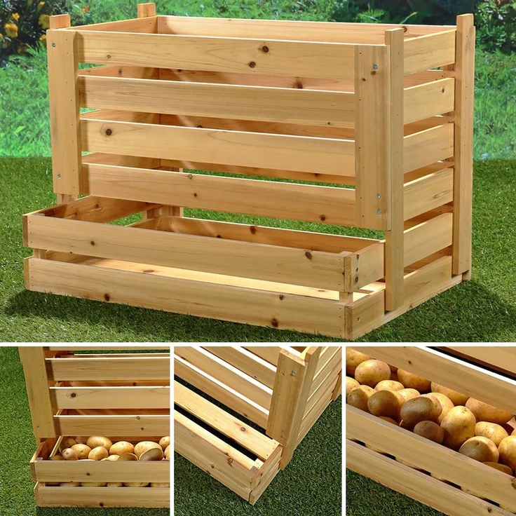 Universalkiste für Kartoffeln Wein Obst Äpfel Kartoffelkiste Vorratskiste Holz – Bild 2