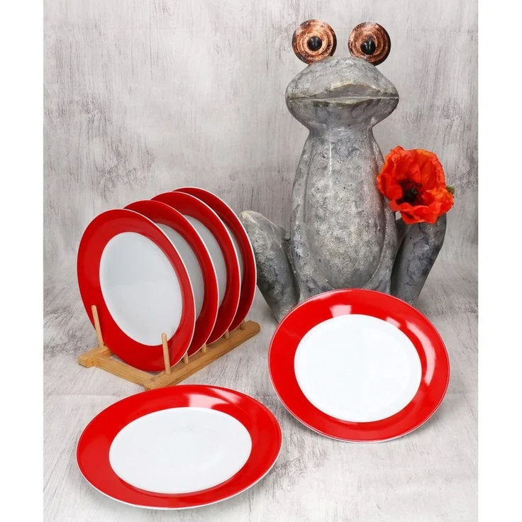 MamboCat Frühstücksteller 6er Set Variant Rot Kuchenteller bunte Frühstücks-Teller Dessert – Bild 2