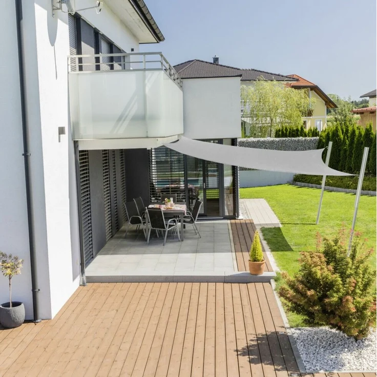 Windhager Sonnensegel Capri 4x4m grau Sonnenschutz UV-Schutz 50+ Sonnendach – Bild 3