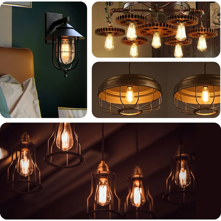4W ST64 LED E27 Filament Leuchtmittel Retro Nostalgie Glühbirne Standard Edison Gewinde 1800K warmweiß – Bild 6