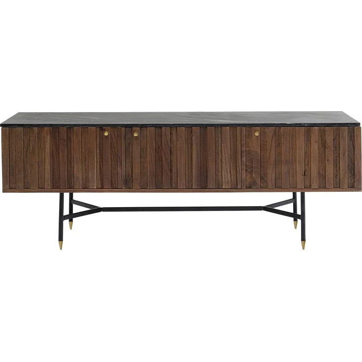 Kare Desgin Lowboard Apiano, braun/schwarz, Sideboard, TV-Konsole, 3 Türen, 3 Fächer, handgearbeitet, 55 x 150 x 40 cm (H/B/T) – Bild 1