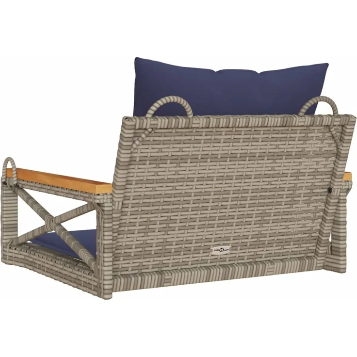 vidaXL Hängesessel mit Kissen Grau 63x62x40 cm Poly Rattan 368177 – Bild 6