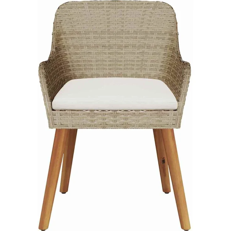 Gartenstuhl EGOS 2er Set Poly-Rattan 62,5x55x82 cm mit Polster Beige | Gartenstuhl Rattan Outdoorstühle Balkonstühle – Bild 6